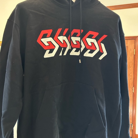 Men's Gucci mirrored print jersey, cotton hoodie size large made in Italy - Picture 2 of 12